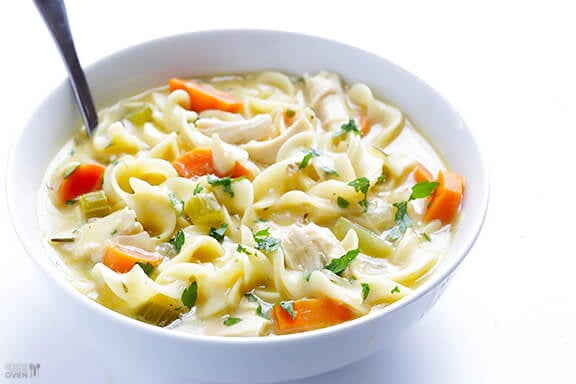 Skinny Creamy Chicken Noodle Soup | gimmesomeoven.com