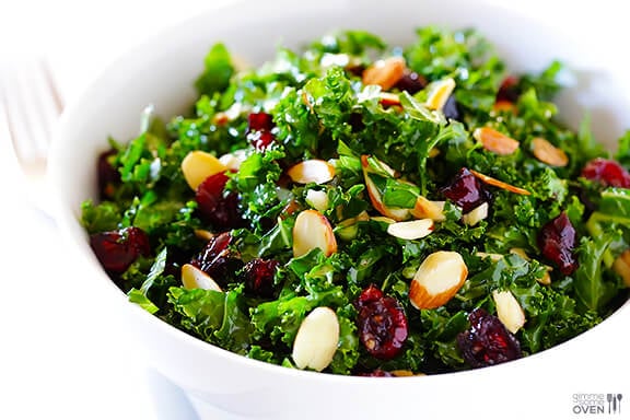 Kale Cranberry Salad 1 Kale Salad with Warm Cranberry Vinaigrette