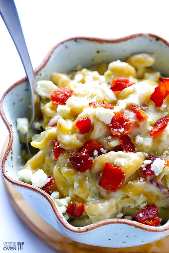Blue Cheese Bacon Macaroni and Cheese | gimmesomeoven.com Blue Cheese Bacon Macaroni and Cheese | gimmesomeoven.com