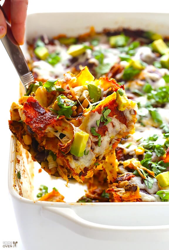 Easy Chicken Enchilada Casserole | gimmesomeoven.com #mexican #glutenfree