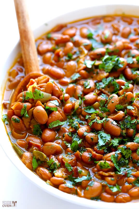 Drunken Beans (Frijoles Borrachos) | gimmesomeoven.com #mexican 