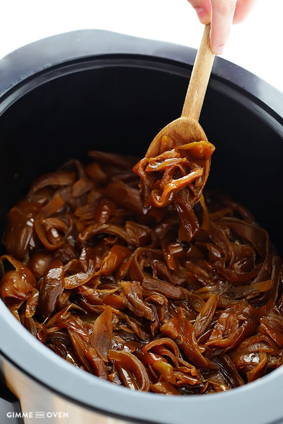 Slow Cooker Caramelized Onions | Gimme Some Oven