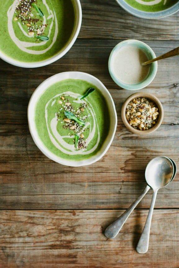Broccoli Soup with Tahini, Lemon and Pine Nut Za'atar | mydarlinglemonthyme.com