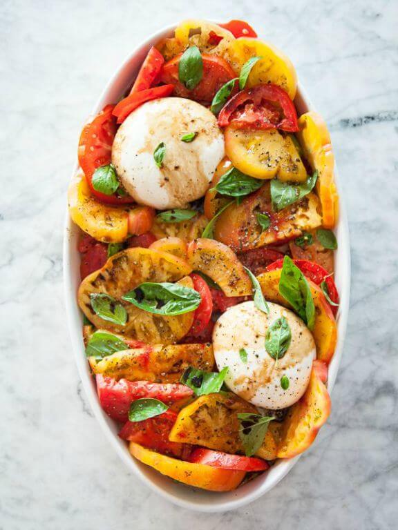Burrata and Heirloom Tomato Caprese Salad | foodiecrush.com