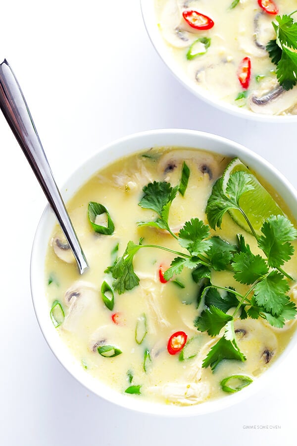 Thai cooking video, list of thai ingredients and cooking instructions are included. Tom Kha Gai Chicken Coconut Soup : Tom Kha Gai (Thai Coconut Chicken Soup) | Gimme Some Oven