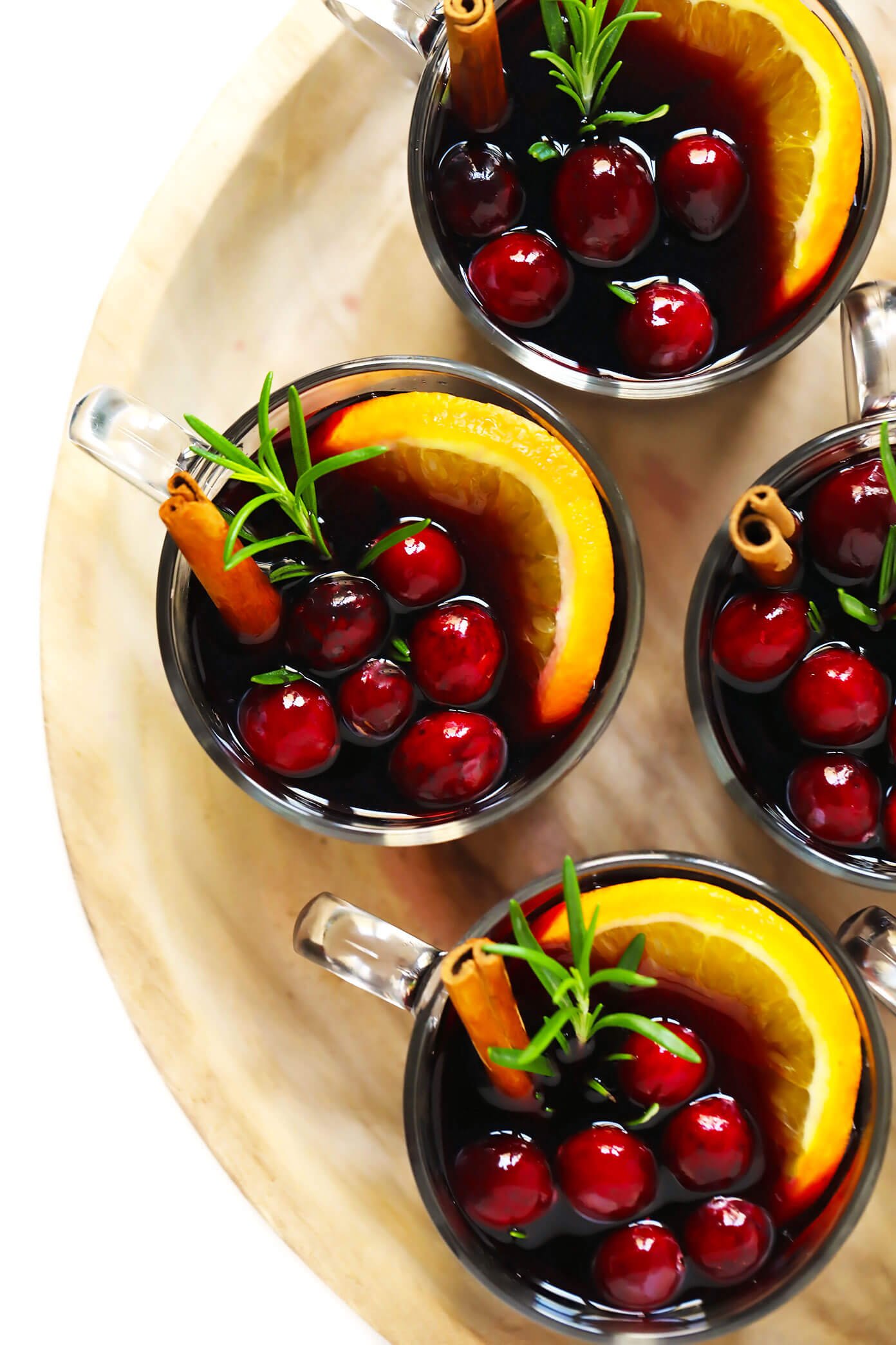 Mulled Wine with Cranberries, Oranges, Cinnamon and Rosemary