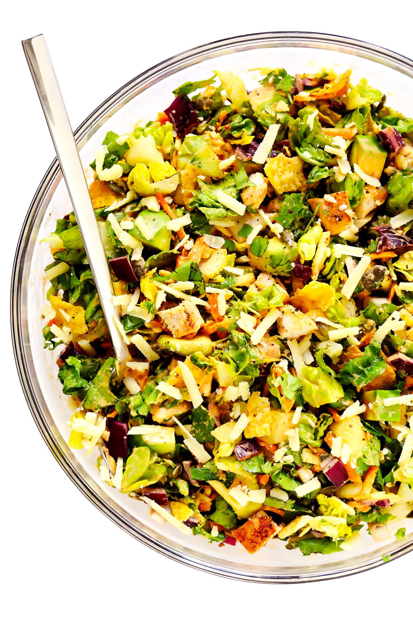 Chipotle Chicken Chopped Salad in Mixing Bowl