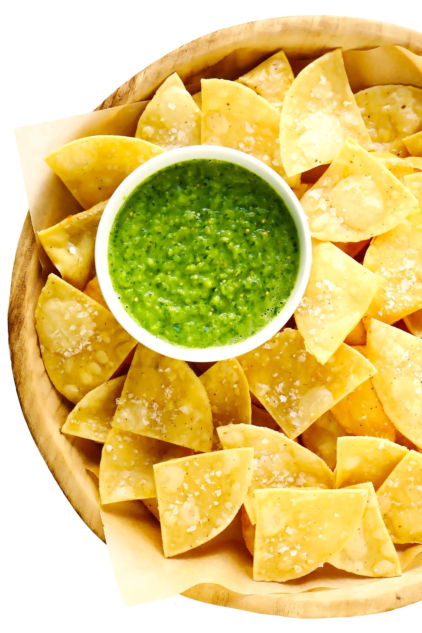 Fresh Salsa Verde Recipe with Homemade Tortilla Chips