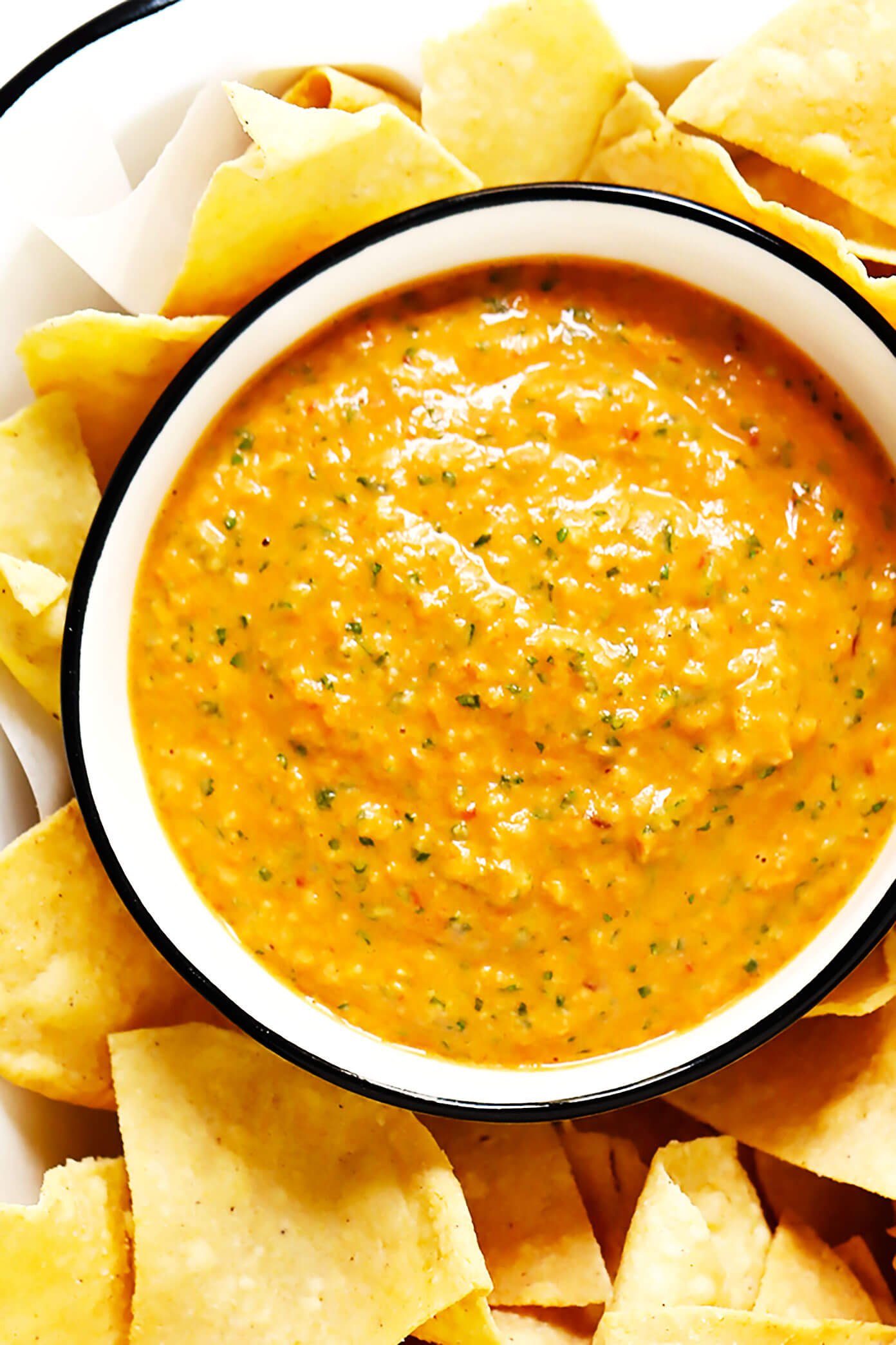 Chipotle Peanut Salsa in a bowl with tortilla chips