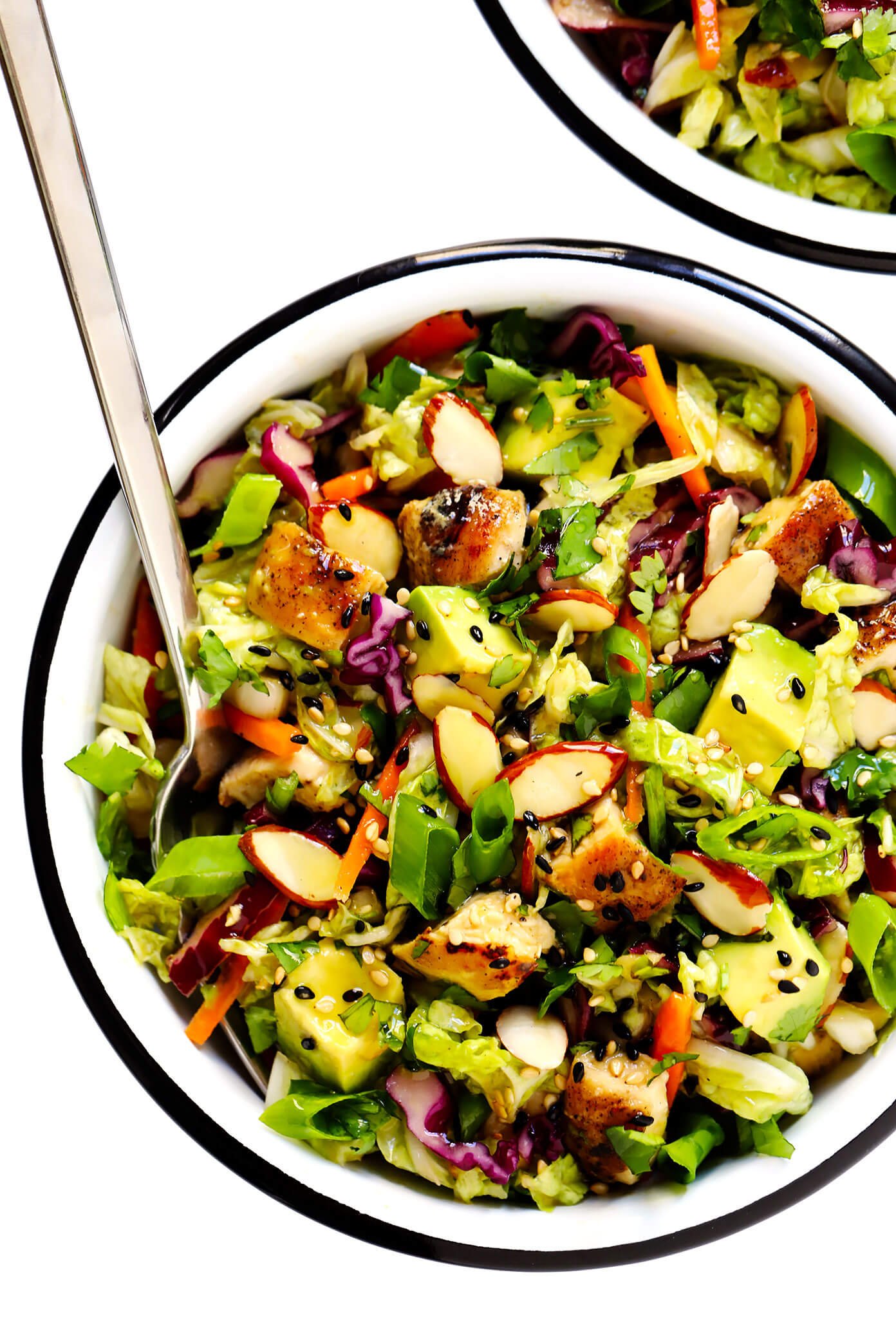 Sesame Chicken Salad Recipe with Almonds, Avocado and Cilantro