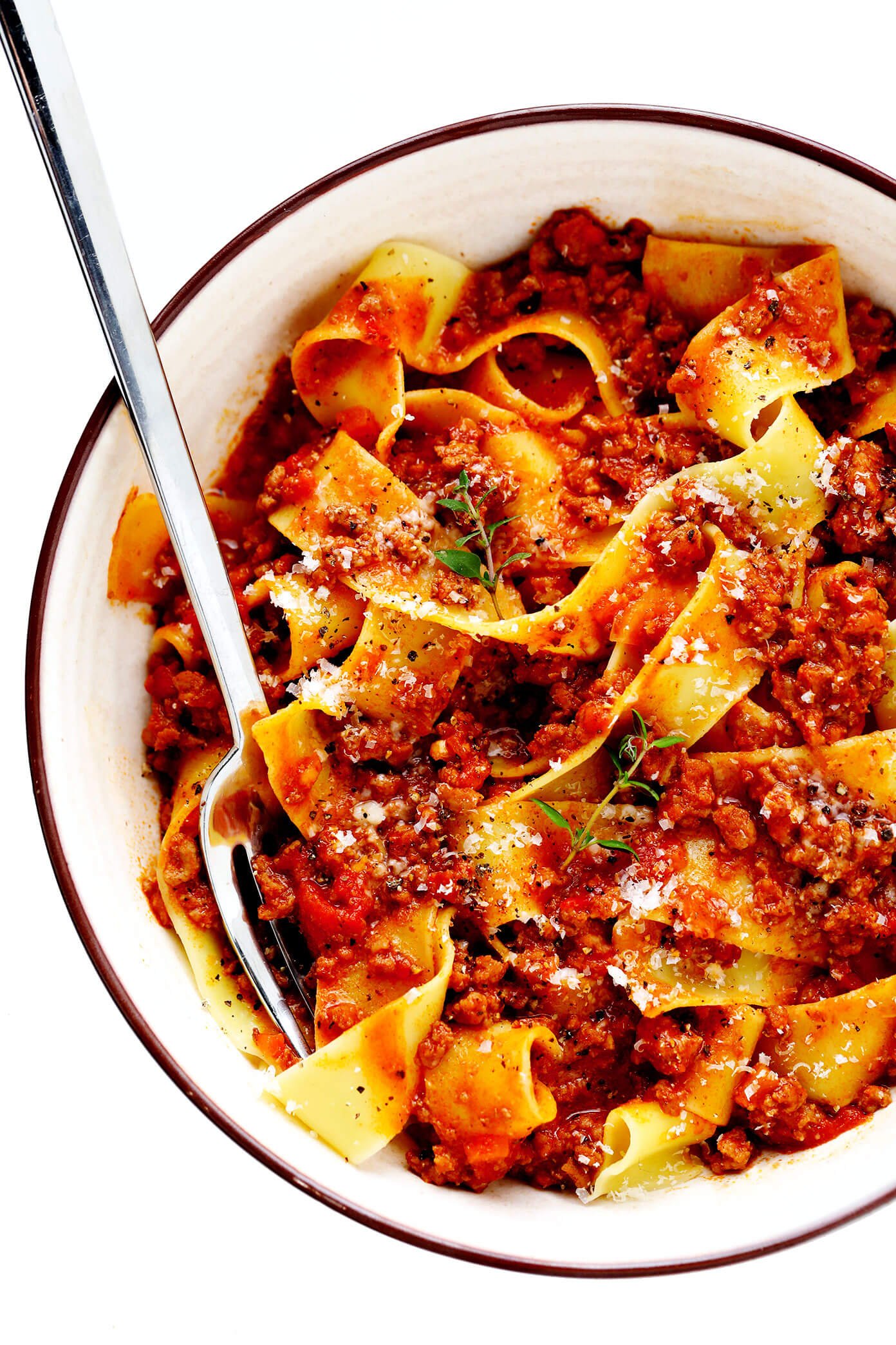 Pasta Bolognese Recipe with Pappardelle In Bowl