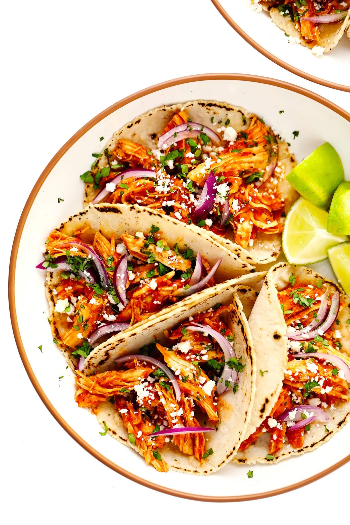 Chicken Tinga Tacos in Bowls with Limes