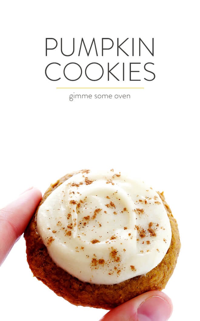 My favorite pumpkin cookie recipe! These soft and delicious pumpkin cookies are iced with a heavenly cream cheese frosting, and are the perfect treat for fall dessert baking. So delicious! | gimmesomeoven.com