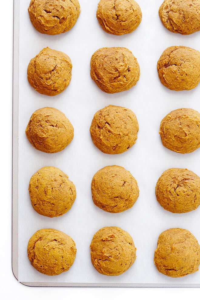 My favorite pumpkin cookie recipe! These soft and delicious pumpkin cookies are iced with a heavenly cream cheese frosting, and are the perfect treat for fall dessert baking. So delicious! | gimmesomeoven.com