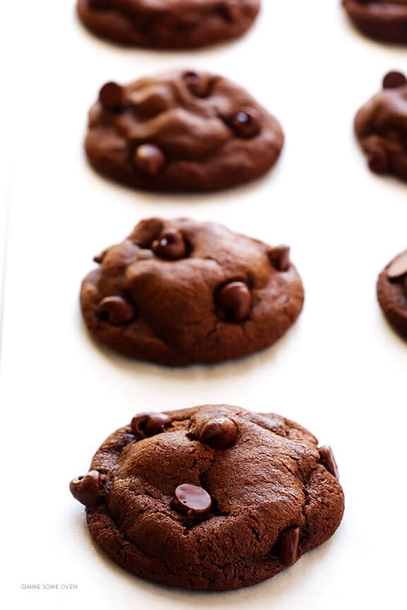 Double Chocolate Chip Cookies -- soft, chewy, and irresistibly good! | gimmesomeoven.com