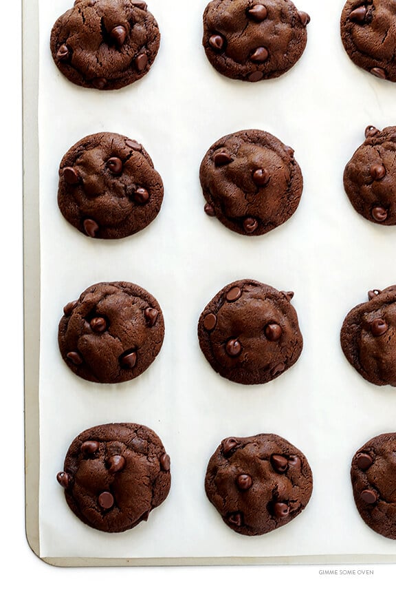 Double Chocolate Chip Cookies -- soft, chewy, and irresistibly good! | gimmesomeoven.com