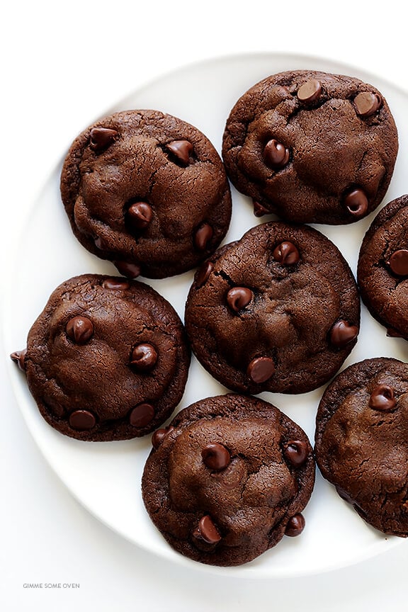 Double Chocolate Chip Cookies -- soft, chewy, and irresistibly good! | gimmesomeoven.com