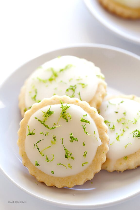 Coconut Lime Shortbread Cookies -- full of fresh lime, coconut, and buttery flavors, and topped with a light lime glaze. One of my all-time favorite cookie recipes! | gimmesomeoven.com