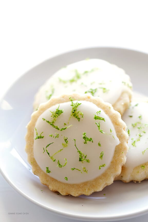 Coconut Lime Shortbread Cookies -- full of fresh lime, coconut, and buttery flavors, and topped with a light lime glaze. One of my all-time favorite cookie recipes! | gimmesomeoven.com