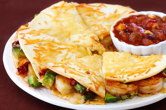 Parmesan-Crusted Shrimp Quesadillas | gimmesomeoven.com