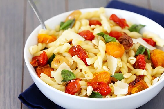 pasta with slow-roasted tomatoes, garlic & parmesan