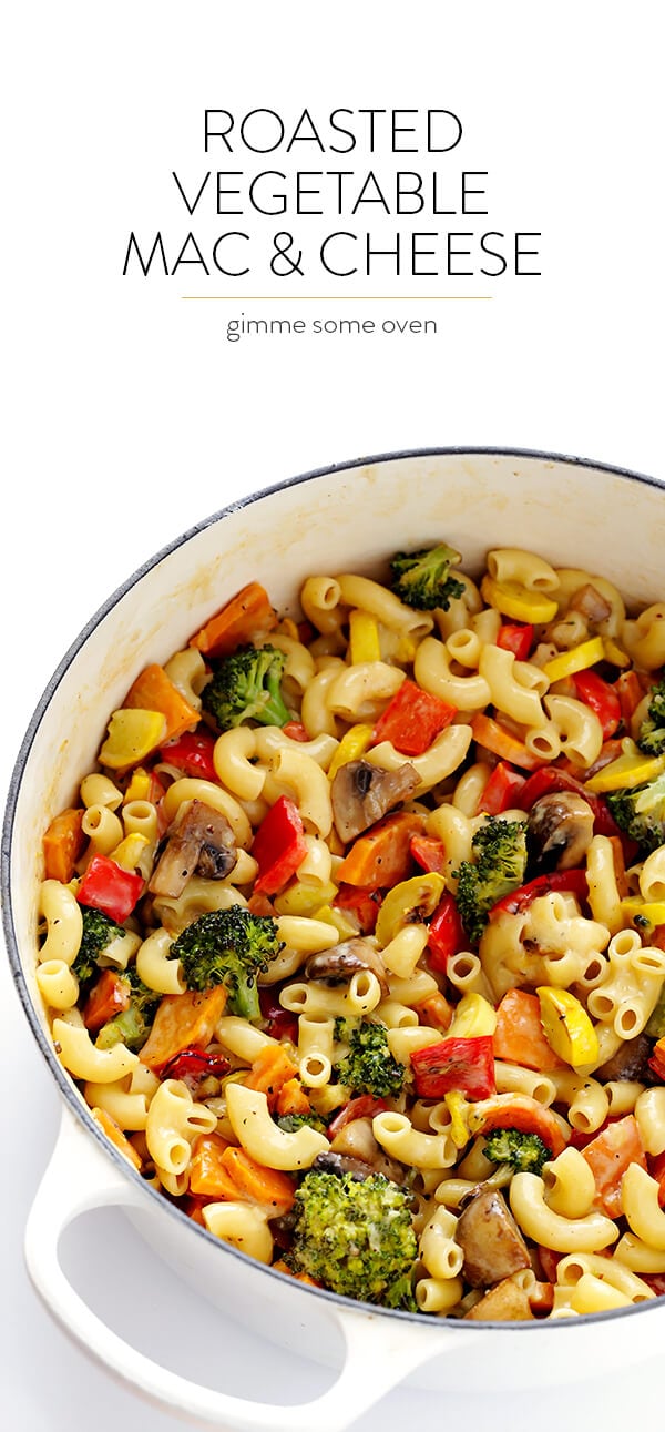 Roasted Vegetable Mac and Cheese -- pick out your favorite veggies and add them to this delicious, creamy, easy macaroni and cheese recipe! | gimmesomeoven.com