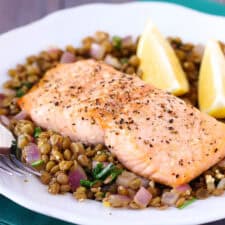 Baked Salmon & Lentils