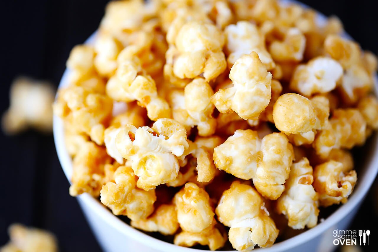 Homemade Baked Caramel Popcorn - Taste and Tell