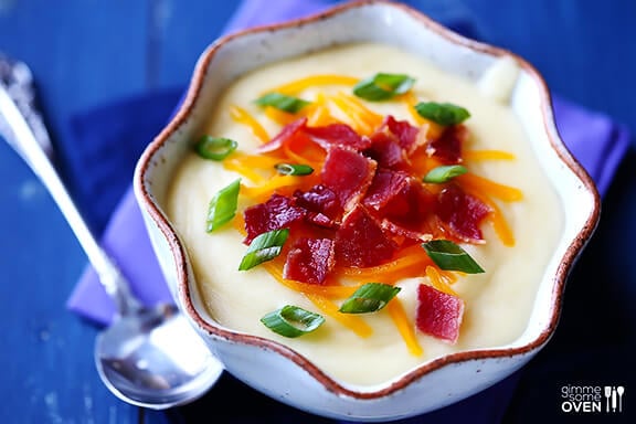 Potato Soup with Bacon & Truffle Oil | gimmesomeoven.com