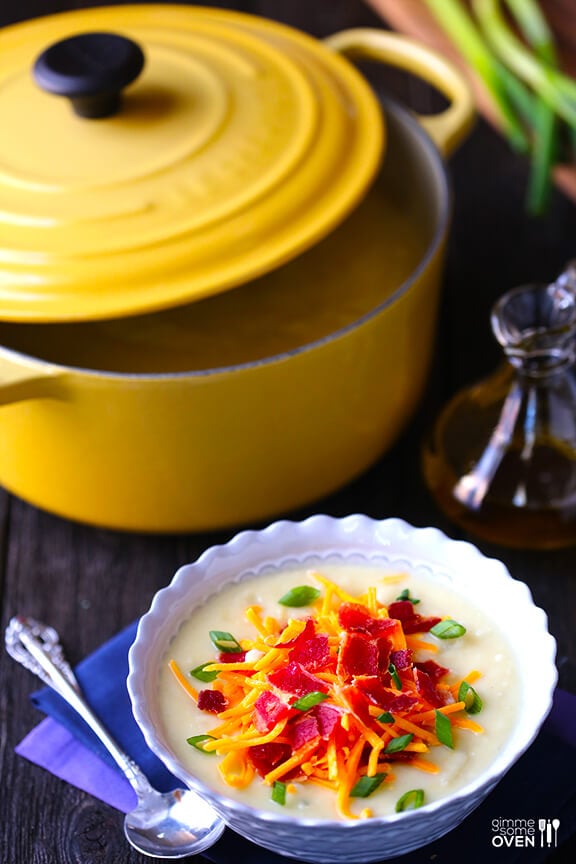 Potato Soup with Bacon & Truffle Oil | gimmesomeoven.com