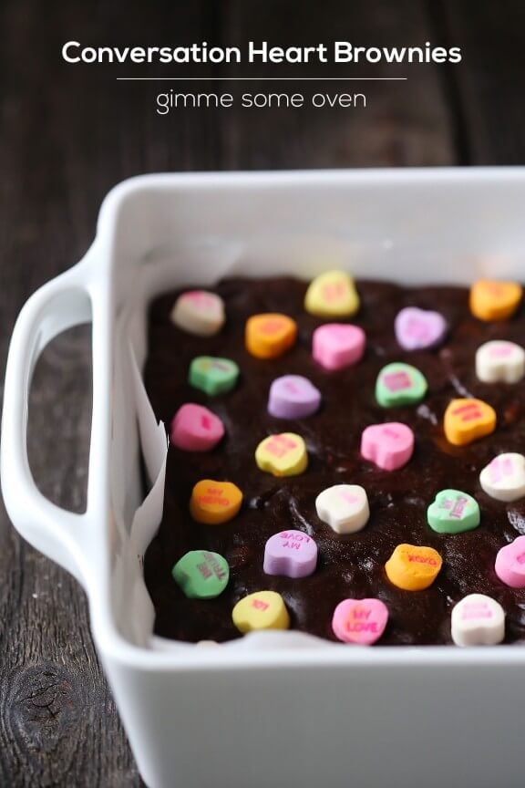 Conversation Heart Brownies | gimmesomeoven.com