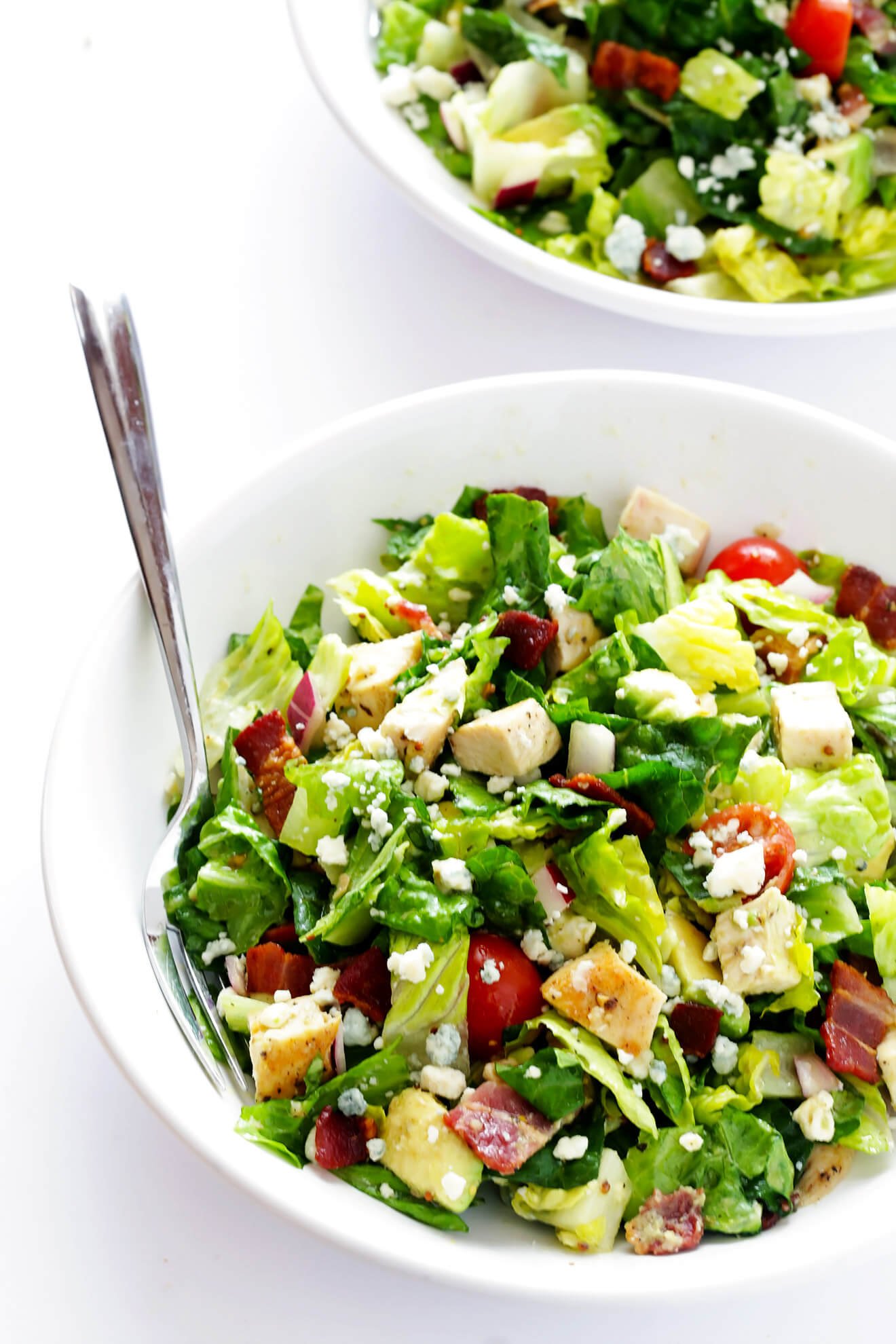 This Chicken, Bacon and Avocado Chopped salad is one of my all-time favorite salads! Totally easy to make, and TOTALLY delicious. | gimmesomeoven.com