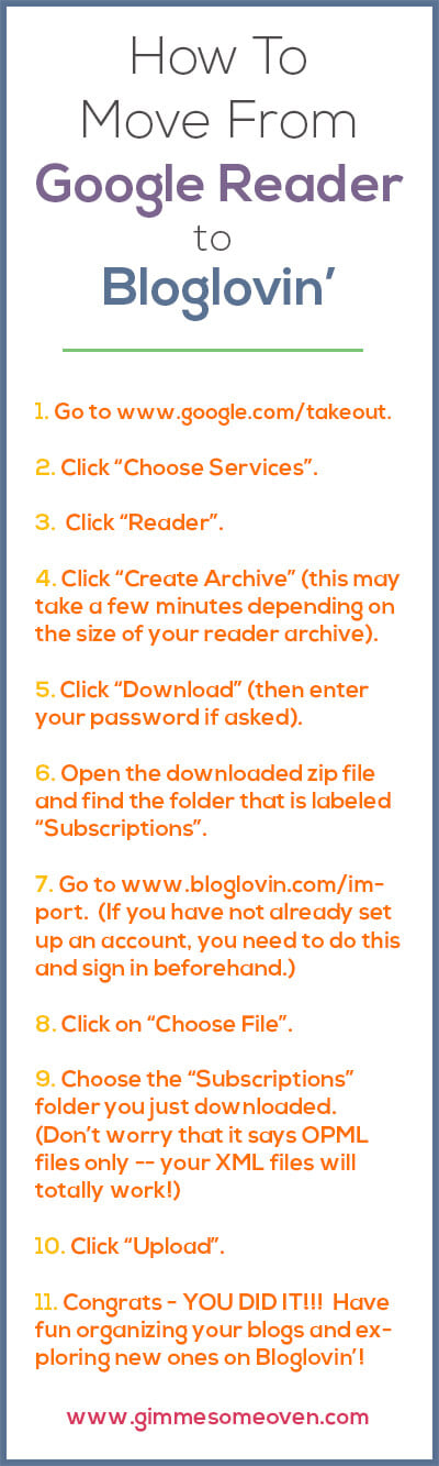 How To Move from Google Reader to Bloglovin] | gimmesomeoven.com