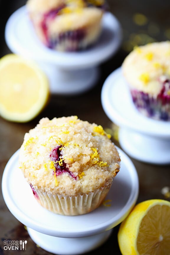 Lemon Blueberry Muffins Recipe | gimmesomeoven.com