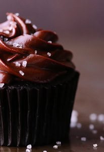 Salted Dark Chocolate Cupcakes | gimmesomeoven.com