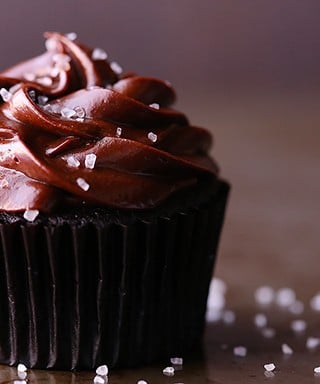 Salted Dark Chocolate Cupcakes | gimmesomeoven.com