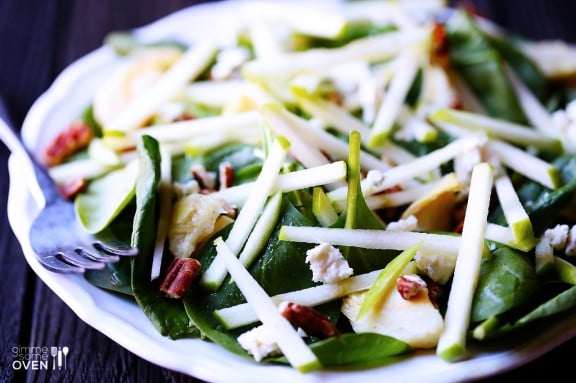 spinach salad with apples and artichokes