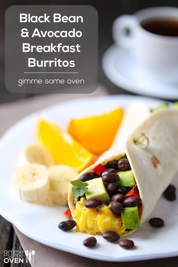 Black Bean and Avocado Breakfast Burritos | gimmesomeoven.com