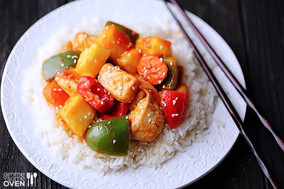 Healthier Sweet and Sour Chicken | gimmesomeoven.com