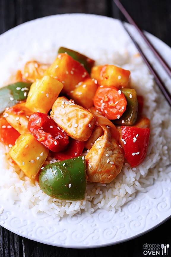 Healthier Sweet and Sour Chicken | gimmesomeoven.com