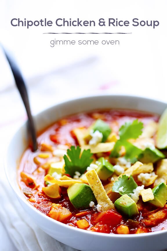 Chipotle Chicken and Rice Soup | gimmesomeoven.com