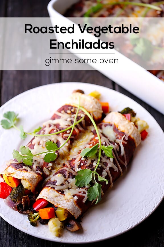 Roasted Vegetable Enchiladas | gimmesomeoven.com
