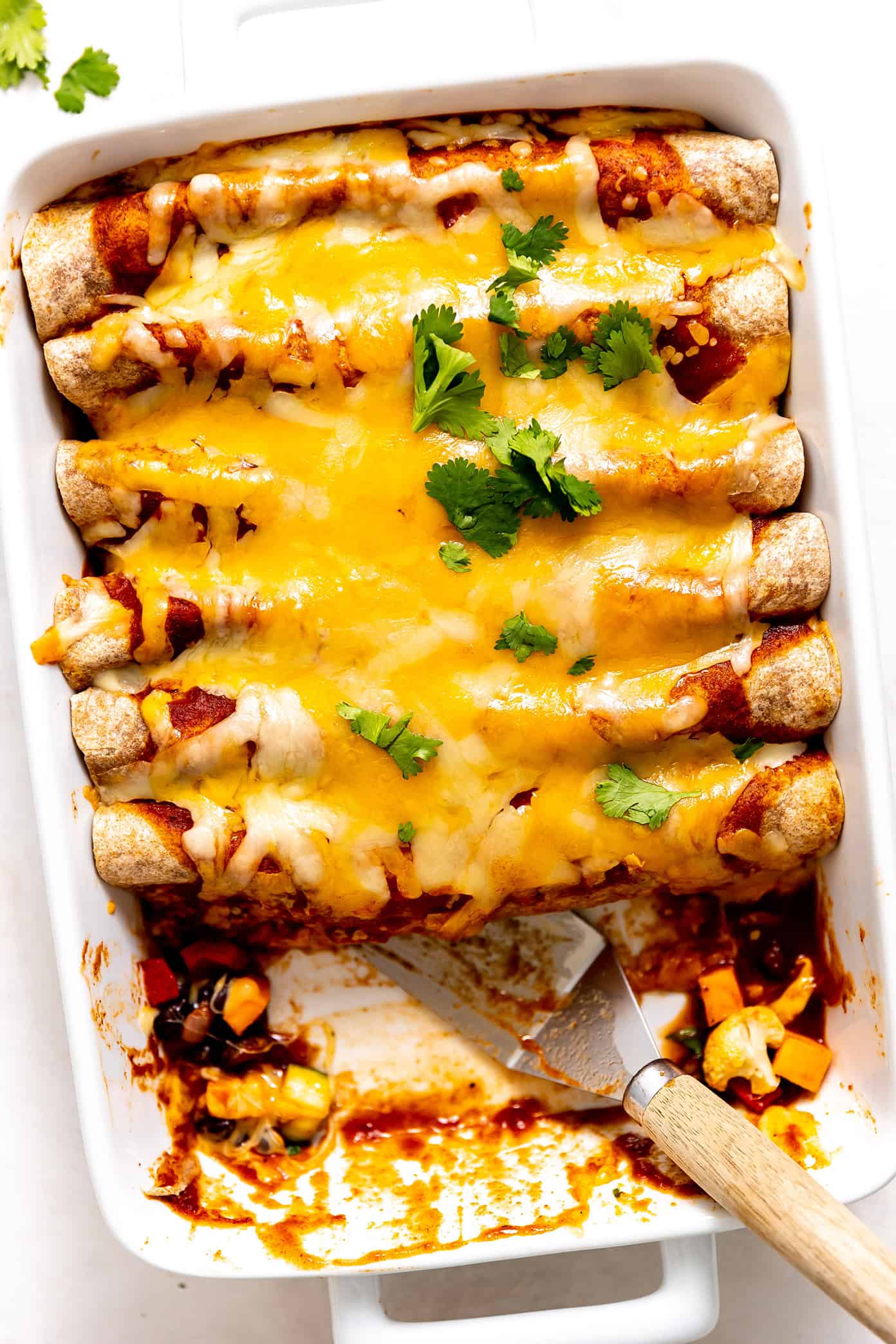 Roasted Vegetable Enchiladas in Pan