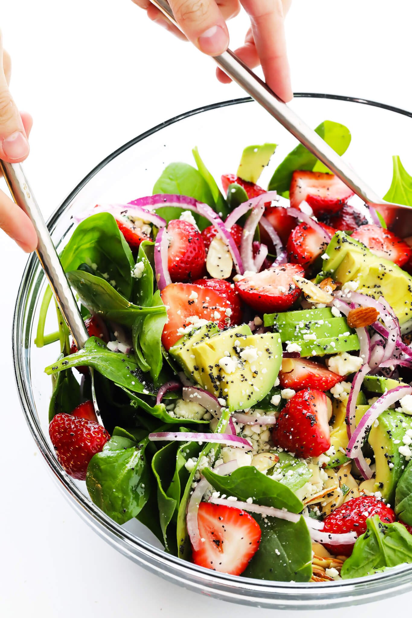 Avocado Strawberry Spinach Salad with Poppyseed Vinaigrette Recipe