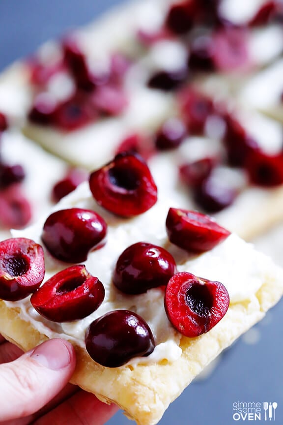 Easy Cherry Tart Recipe | gimmesomeoven.com #dessert