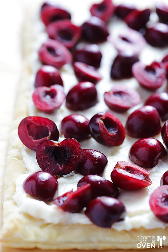 Easy Cherry Tart Recipe | gimmesomeoven.com #dessert
