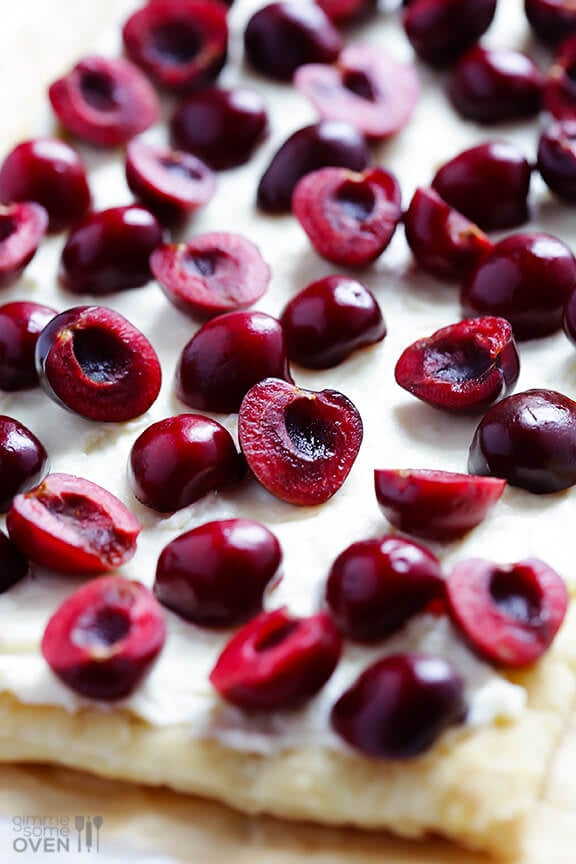 Easy Cherry Tart Recipe | gimmesomeoven.com #dessert