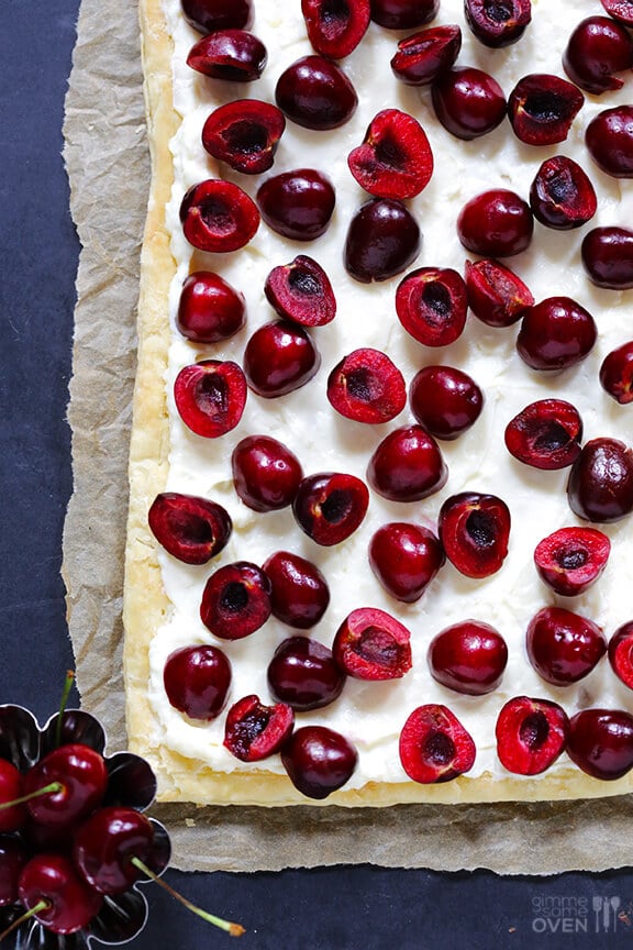 Easy Cherry Tart Recipe | gimmesomeoven.com #dessert