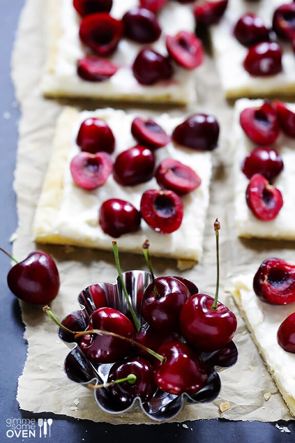 Easy Cherry Tart Recipe | gimmesomeoven.com #dessert