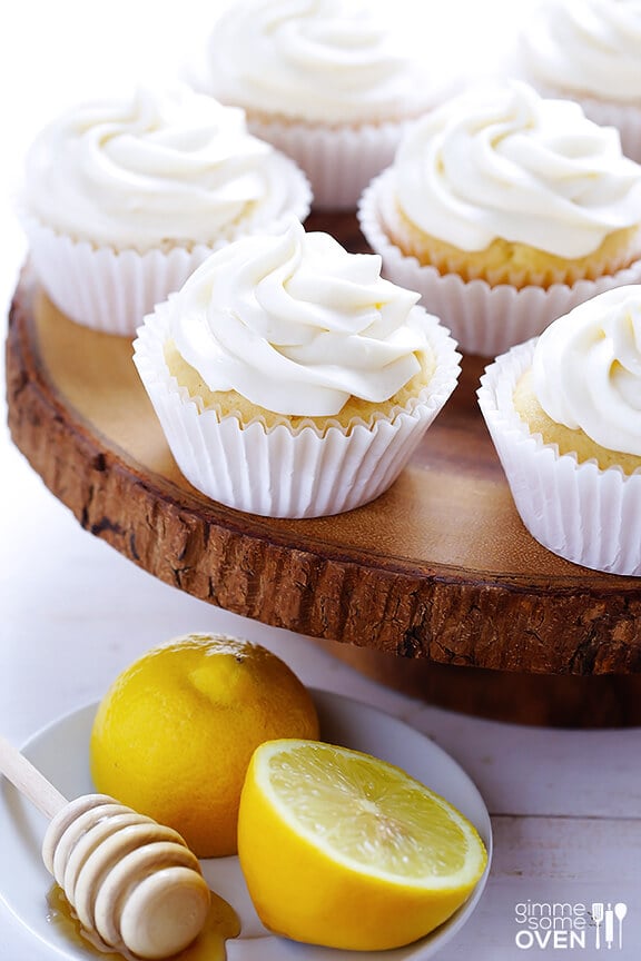 Honey Lemon Cupcakes (with Honey Cream Cheese Frosting) | gimmesomeoven.com